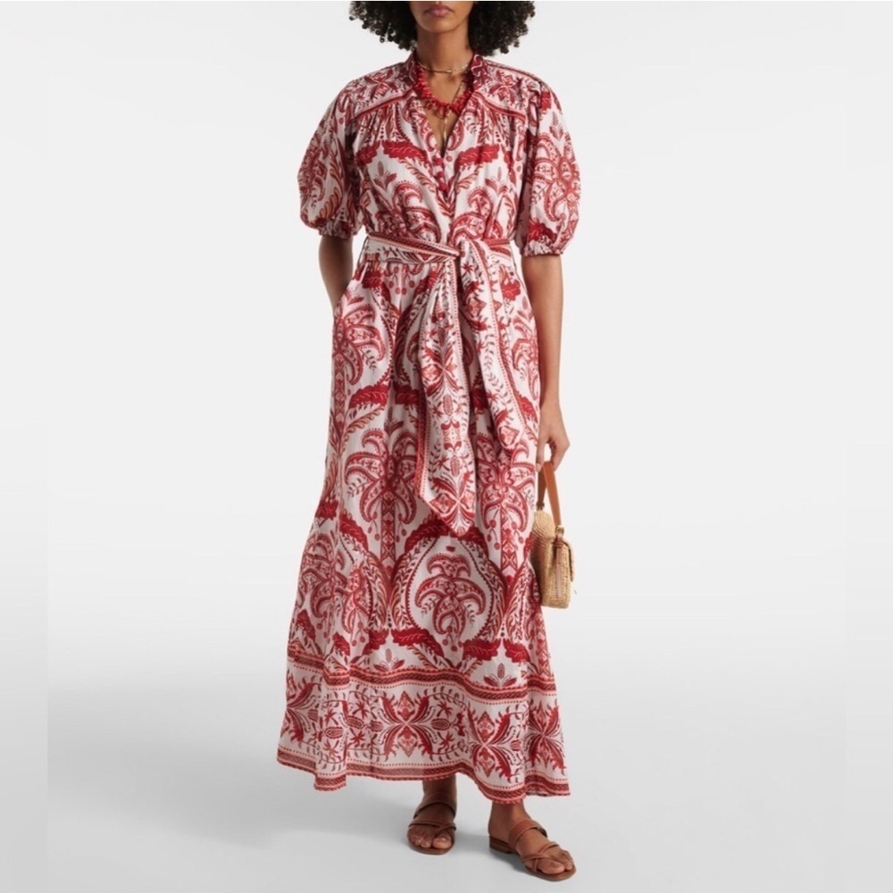 Farm Rio Off White Tropical Cameo Paisley Maxi Dress Size M